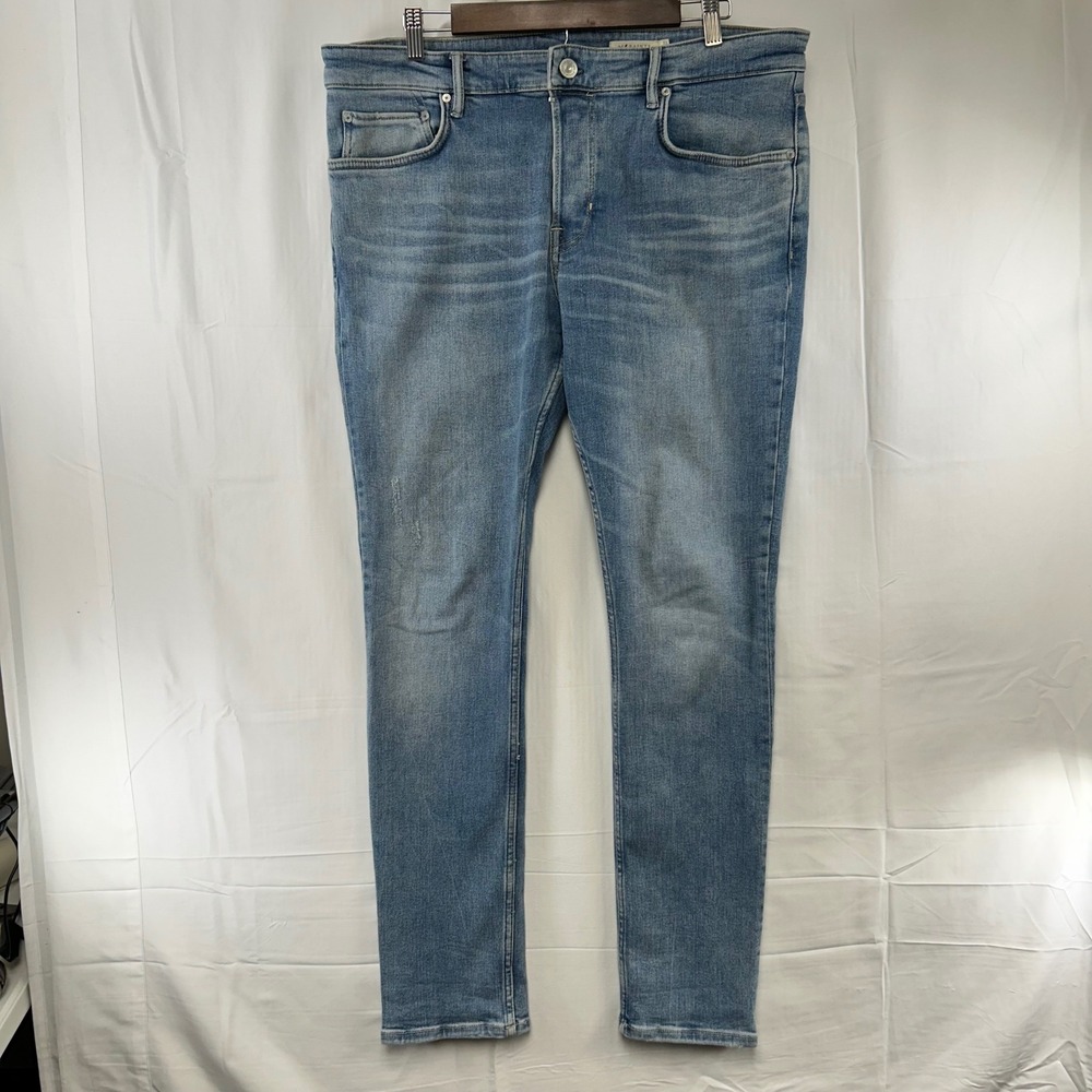 All Saints Cigarette Jeans Mens 36x32 Light Blue Slim Tapered Button Fly